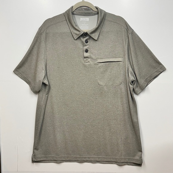 Duluth Trading Co. Polo Shirt Relaxed Fit Hidden‎ Pocket Gray Mens Large - Picture 1 of 9